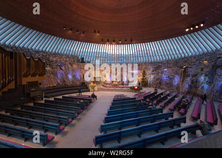 Helsinki, Finland - December 27, 2017:  temppeliaukio in Helsinki finland Stock Photo