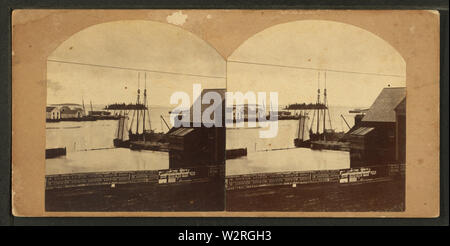 Camden harbor, from the bridge over Megunticook River in the village, by H A Mills Stock Photo