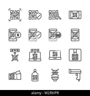 Qr code related icon set.Vector illustration Stock Vector