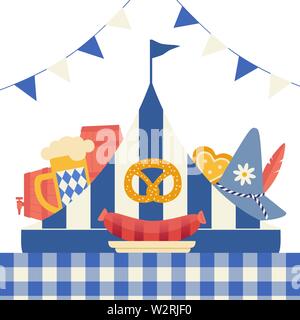 Hand drawn Oktoberfest flat color vector icon Stock Vector