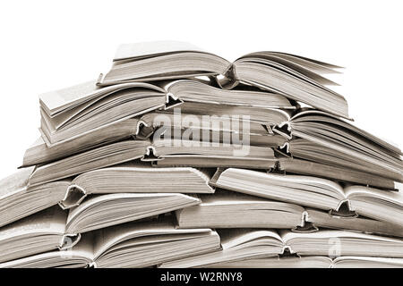lot of open books isolated on white background Stock Photo