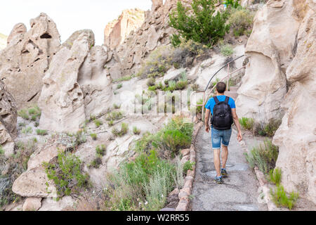 Los Alamos Park With Man Walking Up Steps Of Main Loop Trail Path In 