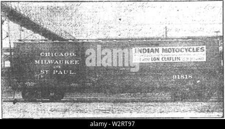 Chicago, Milwaukee & St Paul Railway car of Indian motorcycles Stock Photo