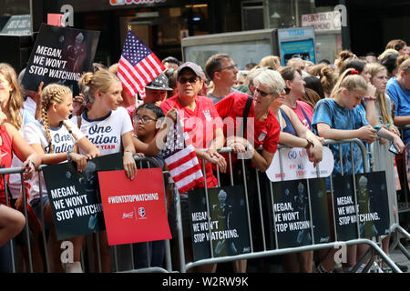 New York City, New York, USA. 10th July, 2019. Thousands of New Yorkers turned out for a massive celebration of the U.S.Women's National soccer team's fourth World Cup victory. Confetti rained down from buildings along the Canyon of Heroes in lower Manhattan on 10 July 2019. Among the most passionate celebrants were young soccer players. Credit: G. Ronald Lopez/ZUMA Wire/Alamy Live News Stock Photo