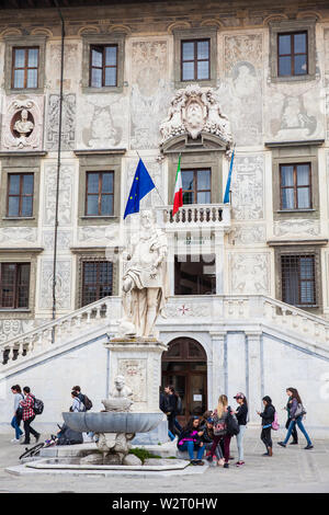 PISA, ITALY - APRIL, 2018: Palazzo della Carovana built in 1564 located at the palace in Knights Square in Pisa Stock Photo