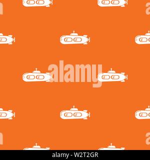 Submarine retro pattern vector orange Stock Vector