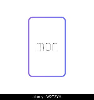 Button displays Monday in a modern style. Vector illustration. Stock Vector