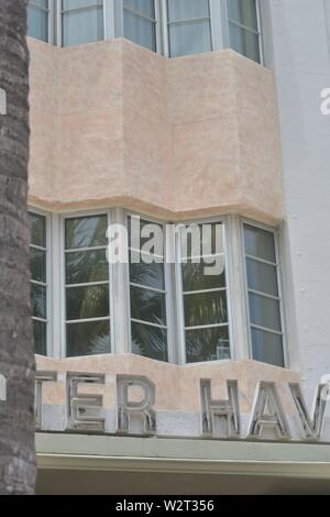 Famous preserved art deco buildings in South Beach Miami, Florida
