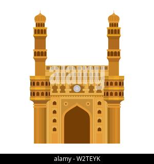 edification of mosque charminar and Indian independence day vector ...