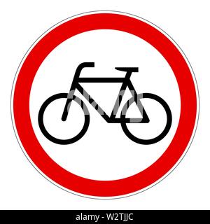 Simple red no bicycles bikes forbidden sign vector illustration Stock Vector
