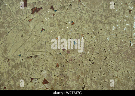 Background with old flaked paint on rusty metal Stock Photo