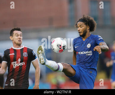 Dalymount Park, Dublin, Ireland. 10th July, 2019. Pre-Season football friendly, Bohemian FC versus Chelsea FC; Izzy Brown of Chelsea takes control of the high ball Credit: Action Plus Sports/Alamy Live News Stock Photo
