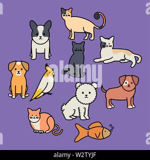 cute group of mascots adorables characters vector illustration design Stock Vector