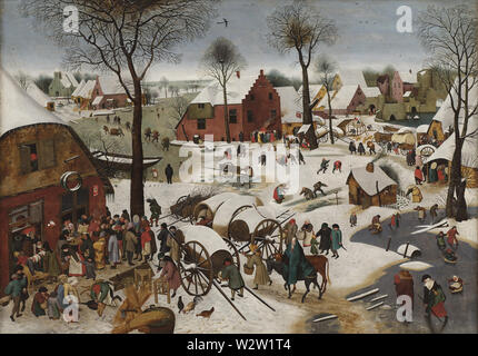 The Census at Bethlehem (circa 1600) painting by Pieter Bruegel (Brueghel) the Younger (II) - Very high quality and resolution image Stock Photo