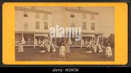 Group playing croquet in front of house or boarding house, by Joshua Appleby Williams 3 Stock Photo