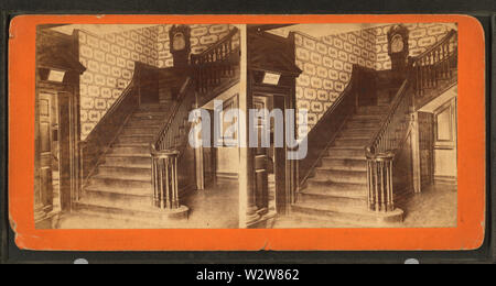 Hall and stairway, Mt Vernon mansion, by Dillon, Luke C, 1844- Stock Photo