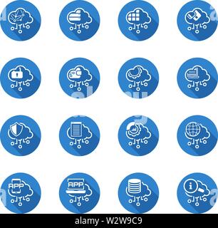 Simple Set of Computer Cloud Computing Related Vector Line Icons. Contains such Icons as Crypto wallet, distributed storage, Cloud APP and more. Stock Vector