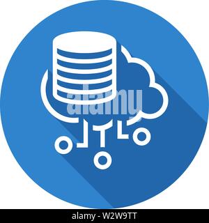 Simple Distributed Storage Vector Line Icon with storage devices. Stock Vector