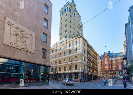 Helsinki, Finland - July 12, 2018: Hotel Torni opened in 1931 and was the tallest building in Finland until 1976 and tallest in Helsinki until 1987. Stock Photo