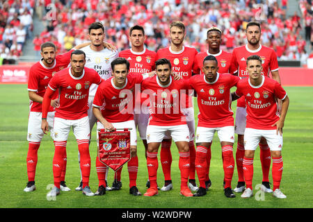Lisbon, Portugal. 10th July, 2019. Benfica's players pose before a Pre-Season Friendly football match between SL Benfica and RSC Anderlecht in Lisbon, Portugal, on July 10, 2019. Anderlecht won 2-1. Credit: Pedro Fiuza/Xinhua/Alamy Live News Stock Photo