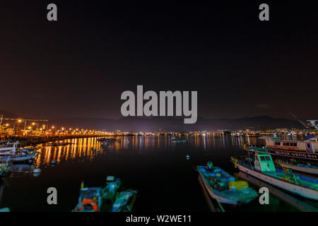 Busan, APR 2: Night view of a harbour at Jinhae on APR 2, 2014 at Busan, South Korea Stock Photo