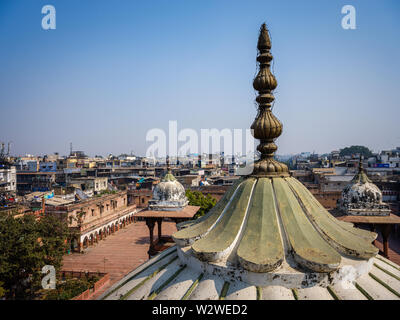 NEW DELHI, INDIA - CIRCA NOVEMBER 2018: View of Delhi as seen from the rooftop of the Gadodia Spice Market in Old Delhi. This market is full of stores Stock Photo