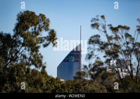 Brisbane, Australia – July 09, 2019:   Editorial use only: 1 William Street building viewed from East Brisbane. Stock Photo