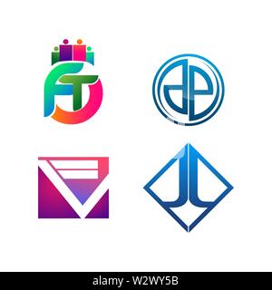 Set of symbol for Business logo design template. Collection of Abstracts modern icons for organization Stock Vector