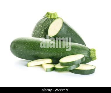 Fresh zucchini squashes on white background Stock Photo