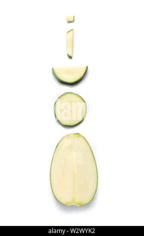 Cut zucchini squashes on white background Stock Photo
