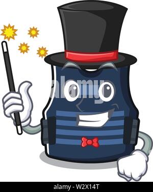 Magician bulletprof vest stored in cartoon closet Stock Vector