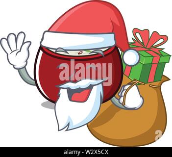 Santa with gift curd rice placed on character plate Stock Vector