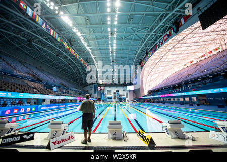 Gwangju, South Korea. 11th July, 2019. View of the competition pool at the swimming world championship. Credit: Bernd Thissen/dpa/Alamy Live News Stock Photo