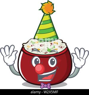 Clown curd rice placed on character plate Stock Vector