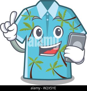 With phone hawaiian shirt in the mascot shape Stock Vector