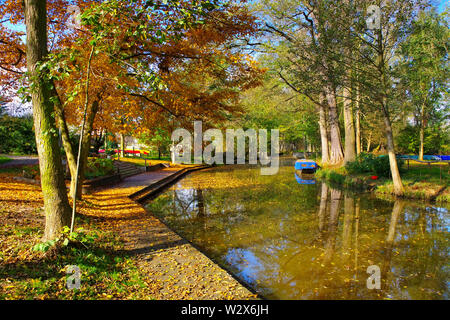 Spree Forest harbour in Raddusch in fall Stock Photo