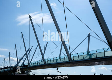 The Forthside Footbridge over the Railway line in Stirling city centre Stirlingshire Scotland Stock Photo