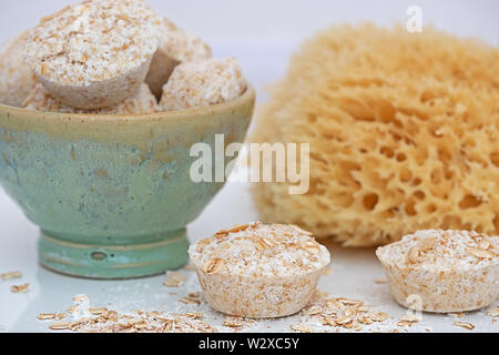 DIY bath bombs with oatmeal zero waste Stock Photo