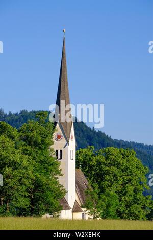 Church St. Leonhard, Fischhausen am Schliersee, Upper Bavaria, Bavaria, Germany Stock Photo