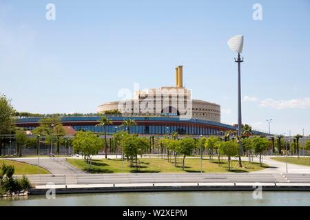 Expo 92 site at the river Guadalquivir, Isla de la Cartuja, Sevilla, Andalusia, Spain Stock Photo