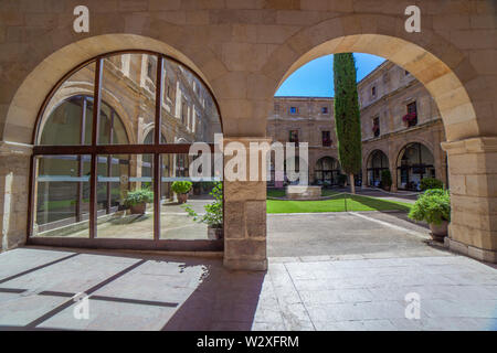 Leon, Spain - June 25th, 2019:  Collegiate of San Isidoro, Leon, Spain. Entrance cloister