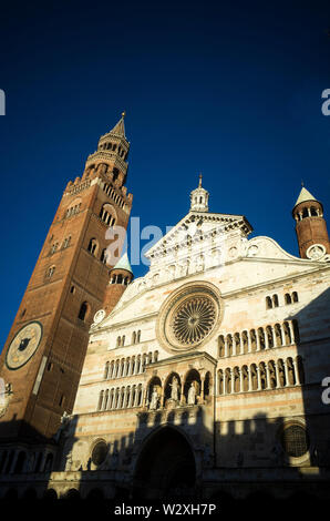 Italy, Lombardy, Cremona, The Cathedral and Torrazzo Bell Tower Stock Photo