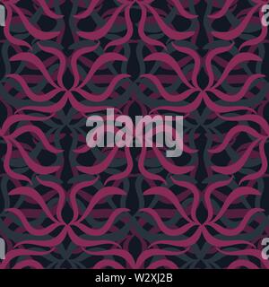 seamless vector pattern with pink ornament on a dark background Stock Vector