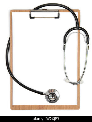 Stethoscope and clipboard. Isolated on white background Stock Photo - Alamy