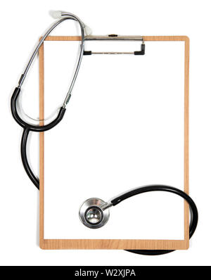 medical clipboard with blank paper sheet and stethoscope Stock Photo ...