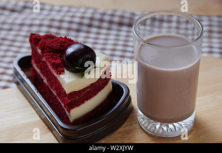 Berry cake with cocoa drink Stock Photo