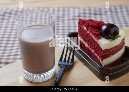Berry cake with cocoa drink Stock Photo