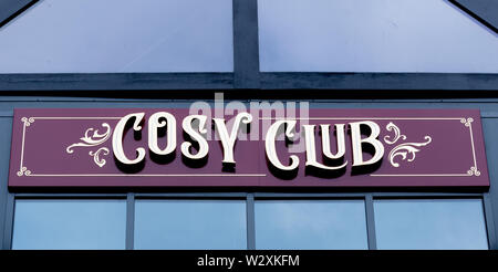 Cosy Club sign in Guildford town, UK Stock Photo