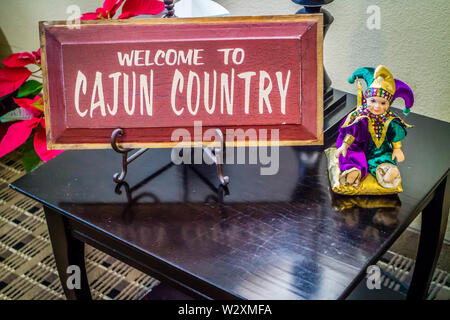 Lafayette, LA, USA - Jan 21, 2017: A welcoming signboard at the entry point of Cajun Country Stock Photo