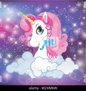 Cute Rainbow With Unicorn Kawaii Character Stock Vector Image